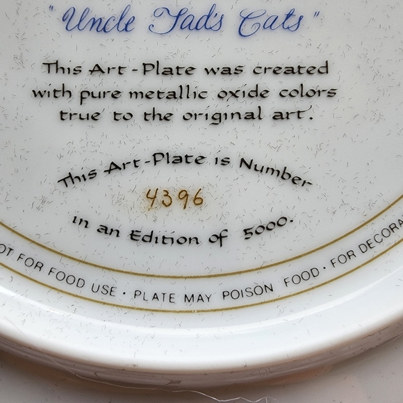 Vintage collector plate Taddeus Krumeich Uncle Tad's cats peaches and cream - Picture 8 of 16